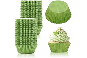 600pcs Pixel Cupcake Liners, Pixel Game Theme Muffin Wrappers Disposable Cupcake Holder Wraps Green Baking Cups for Baby Show