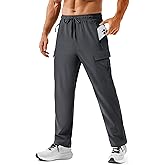 TACVASEN Men's Hiking Cargo Pants with Zipper Pockets Lightweight Quick Dry Water Resistant Travel Athletic Casual Pants