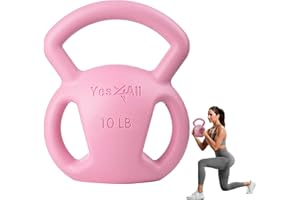 Yes4All Kettlebell, Strength Training Kettlebells for Women, Wide Multi-grip Textured Handle for Home Gym Exercises & Full Body Workout, Single 5–25 lb & Set of 10-15 lb