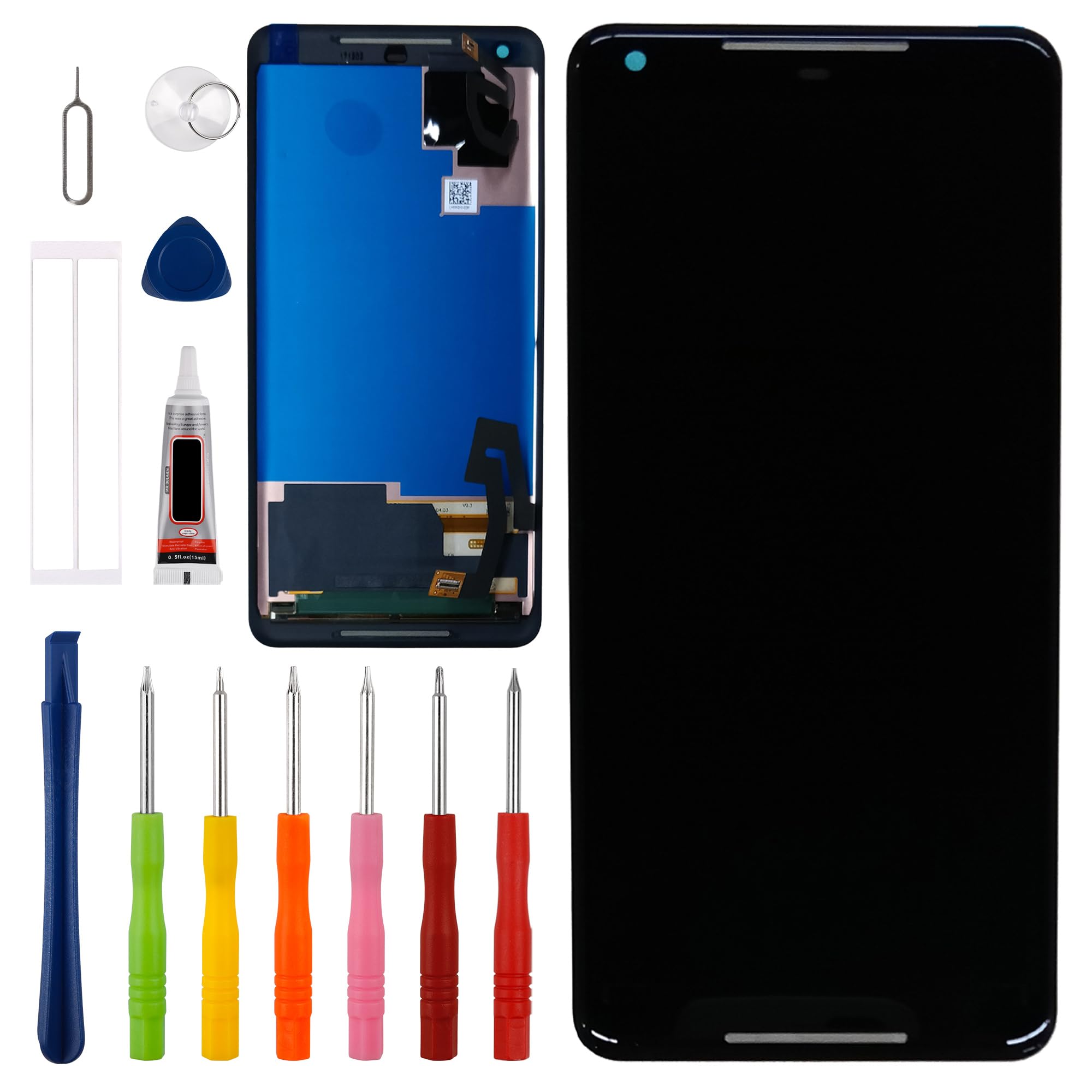 Photo 1 of [US Version] Vvsialeek New LCD Touch Screen Digitizer Assembly for Goo-gle Pixel 2 XL [6.2 inch] G011C with Technical Repair Tools Kit- Fingerprint Function