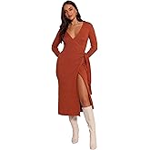 Petal & Pup Womens Kellan Wrap Midi Dress - Bronze