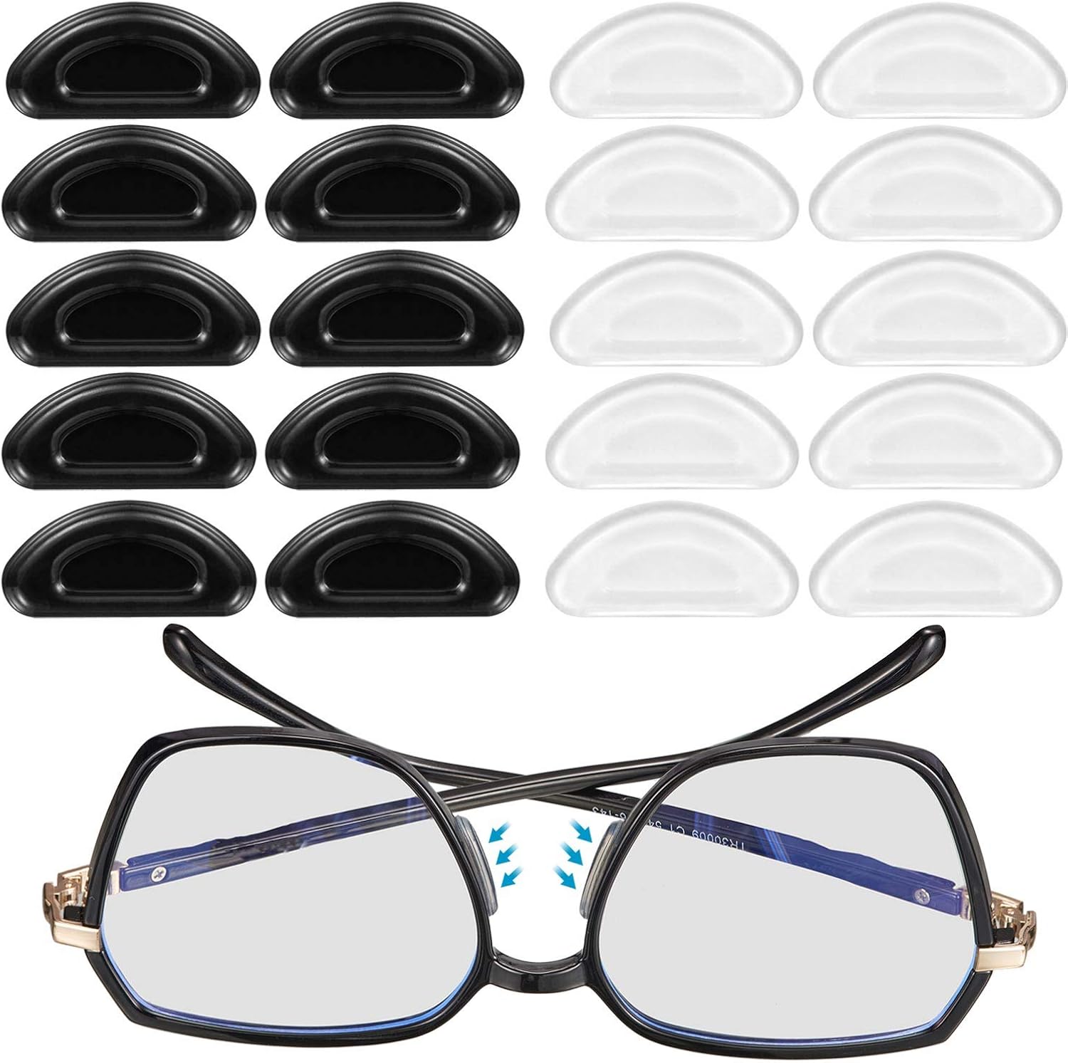 20PCS Premium Grade Eyeglass Nose Pads and Eyeglass Retainer Sticky Pads Silicone