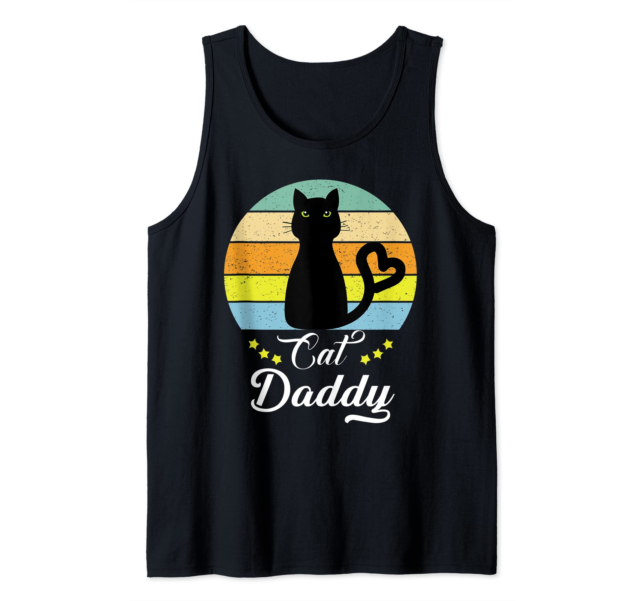 Mens Black Cat Daddy Kitty Cat Dance Meow Pet Animal Retro Tank Top