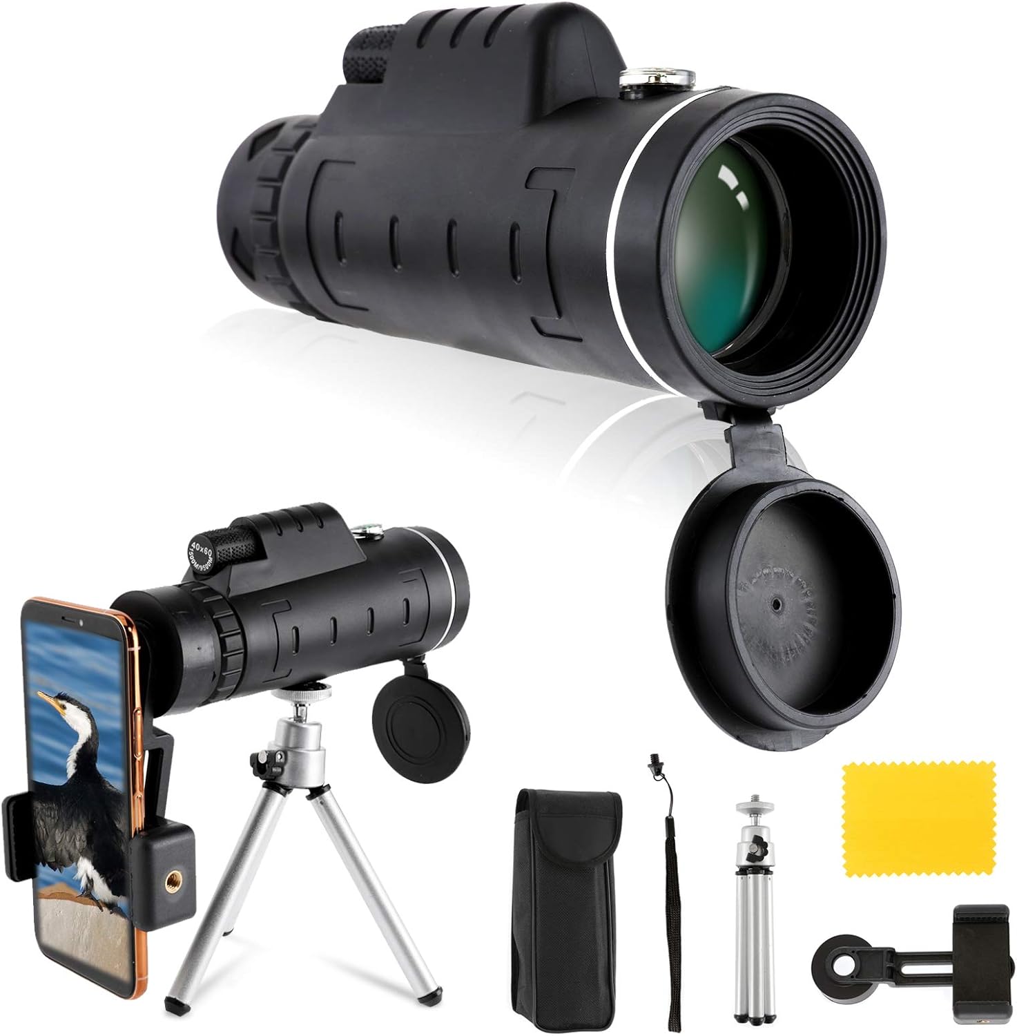 40×60 Monocular Telescope, DynaLiving [Upgraded] BAK4 HD Optics Prism