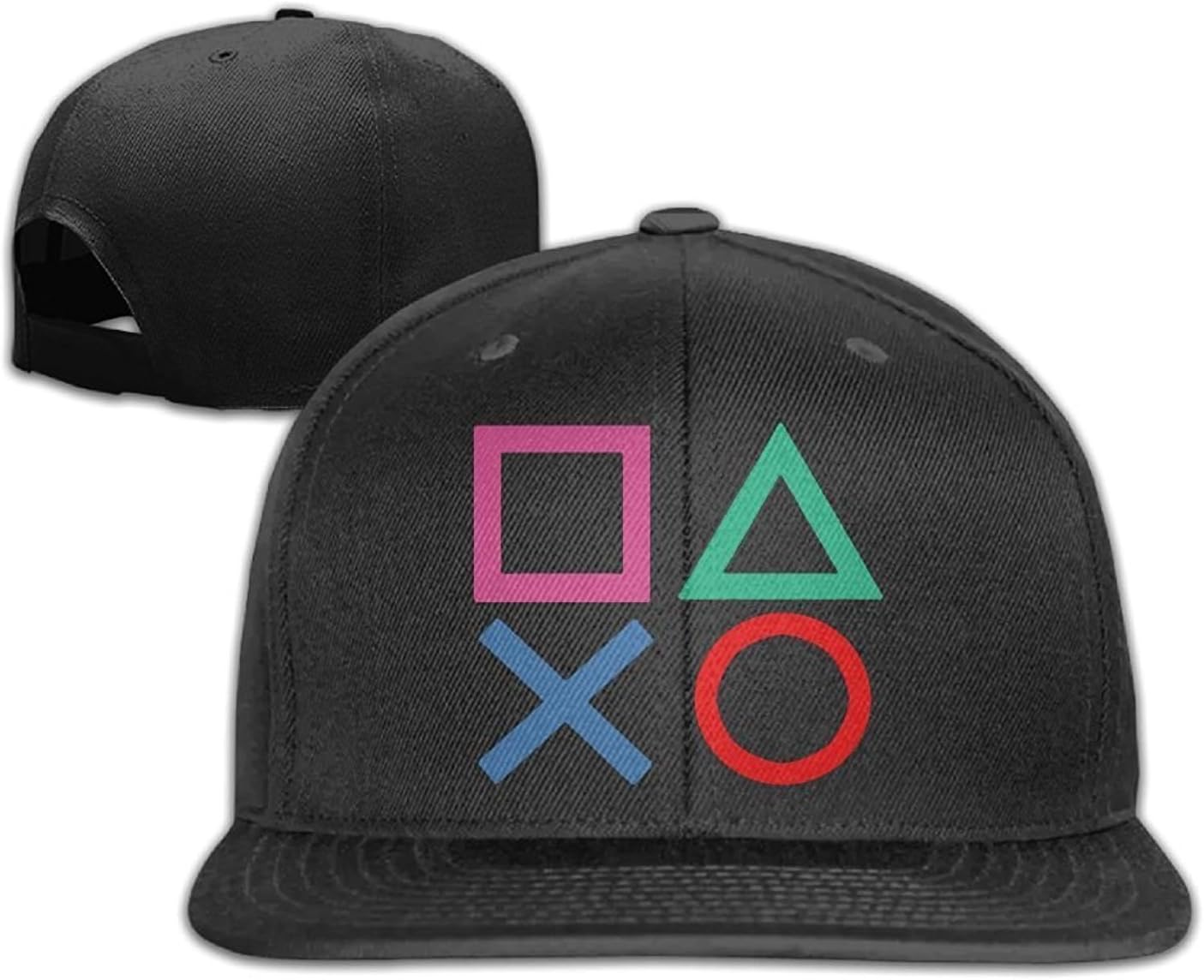 Unisex Adult Baseball Caps Playstation Joypad Flat Bill Black Snapback Hats