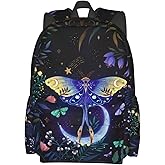 Nmbvcxz Moon-Moth Backpack for Women 16.7 inch Travel Casual Laptop Backpack Lightweight Waterproof Durable Hiking Daypack