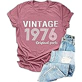 50th Birthday Gift for Women Vintage 1976 Shirts for Her Letter Print Retro BD Tops Casual Short Sleeve Tee