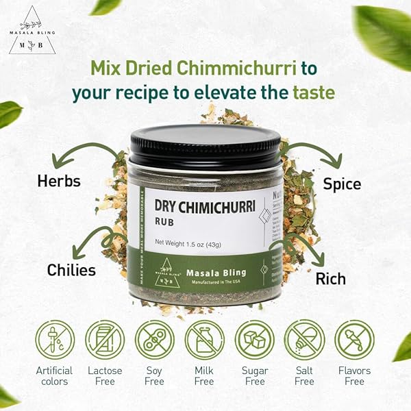 MASALA BLING DRY CHIMICHURRI RUB, CHICKEN, PANEER MARINATION, SPICY AUTHENTIC FLAVOR, SPICE BLEND-GRILLING, SMOKING, ROASTING, 2.7 OUNCE