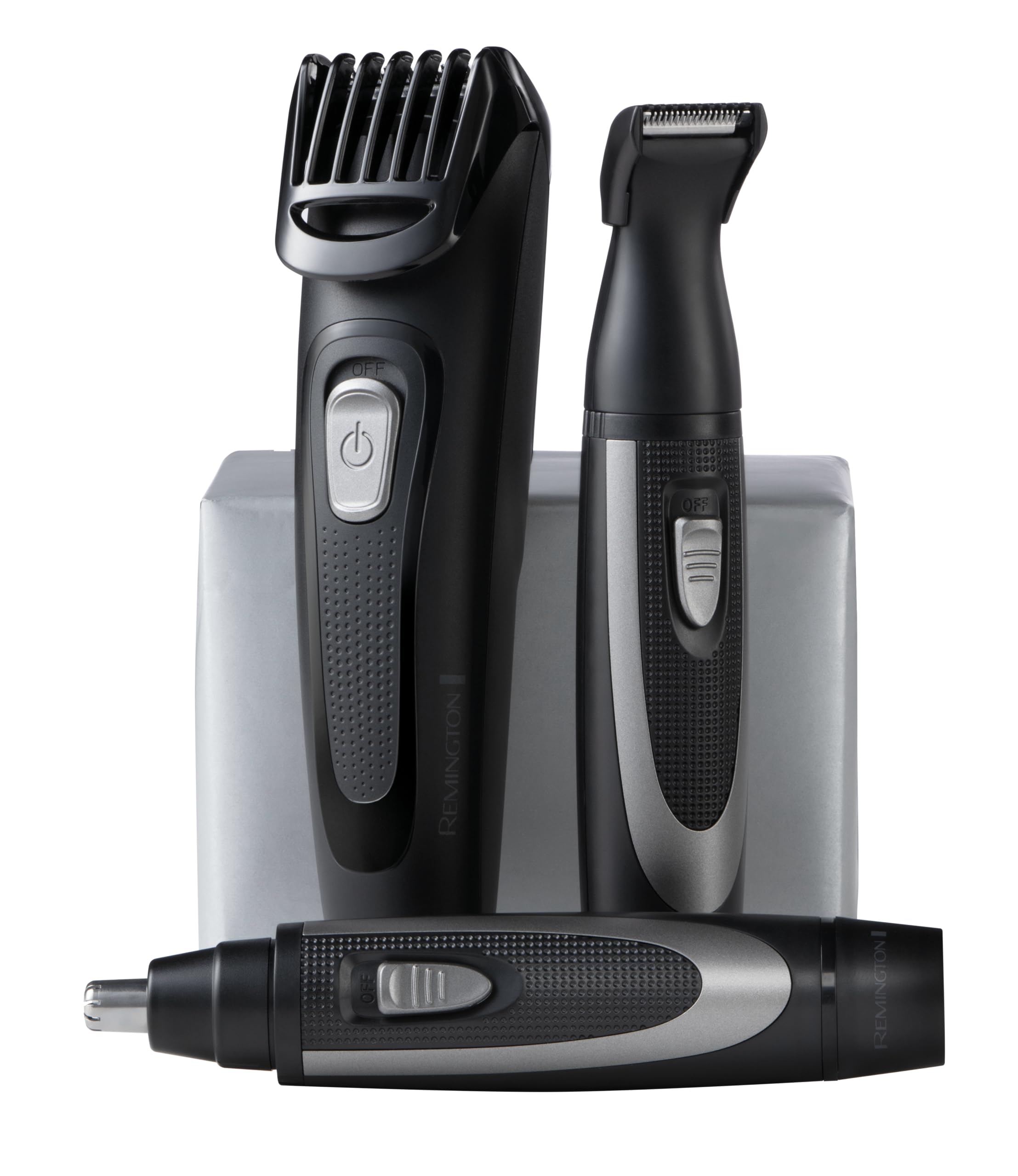 Remington Beard Trimmer Kit The Works (6 Piece Beard Trimmer with Comb (2mm-18mm), Precision Trimmer with Comb (1mm-5mm) & Nose and Ear Trimmer, Advanced Ceramic Blades, USB Rechargable) MB905