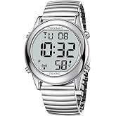 Hearkent Large Digital Talking Watch for Elderly Blind Visually Impaired | English Speaking, Receive US Signal, Automatic Time Date Correction, Big Number Easy to See, Loud and Clear, for Men, 2117M