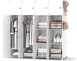 HOMIDEC Portable Wardrobe Foldable Closet with 16 Compartments 3 Hanging Rails view 3