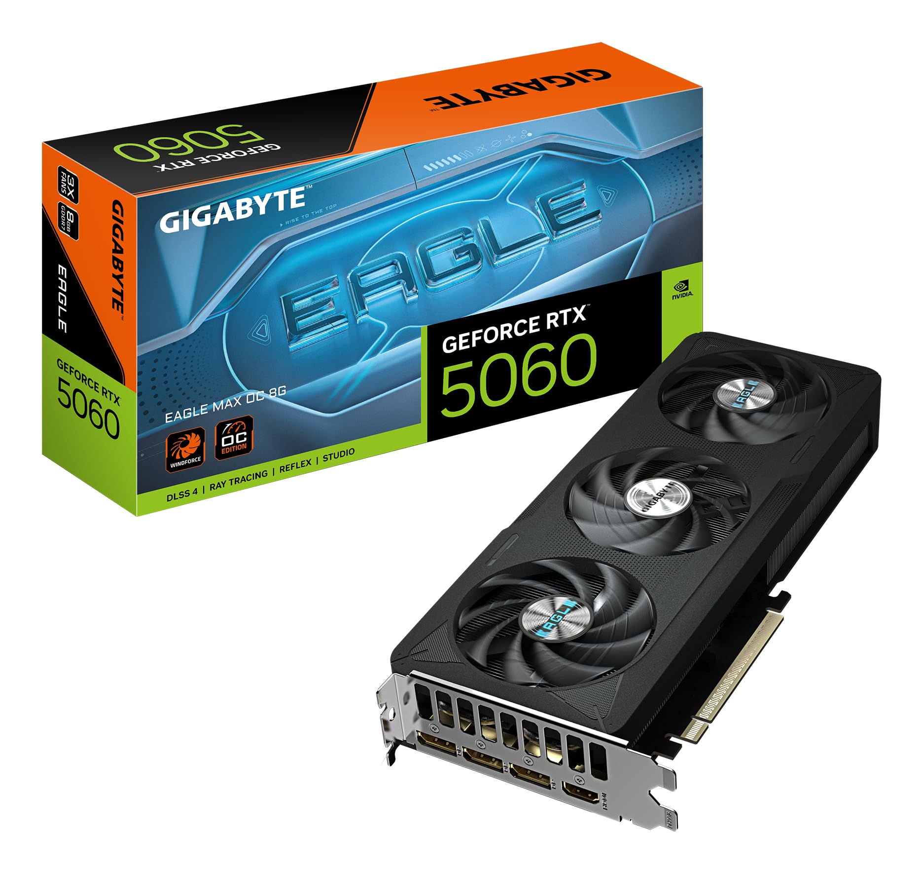 Gigabyte RTX 5060 Eagle Max OC Placa de Vídeo 8GB GDDR7 NVIDIA GeForce | Placa de vídeo com 8GB de memória GDDR7 e versão OC,