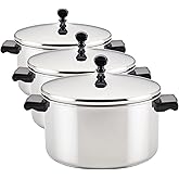 Farberware Classic Stainless Steel 6-Quart Stockpot with Lid, Stainless Steel Pot with Lid, Silver (Pack of 3)