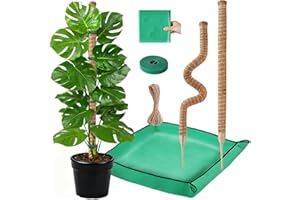 GUIDOT 2 Pack Moss Pole Monstera Plant Support with Repotting Mat, 28 Inch Plant Support Stakes, Plant Sticks Support Tall for Indoor Potted Climbing Plants, Pothos, Philodendron