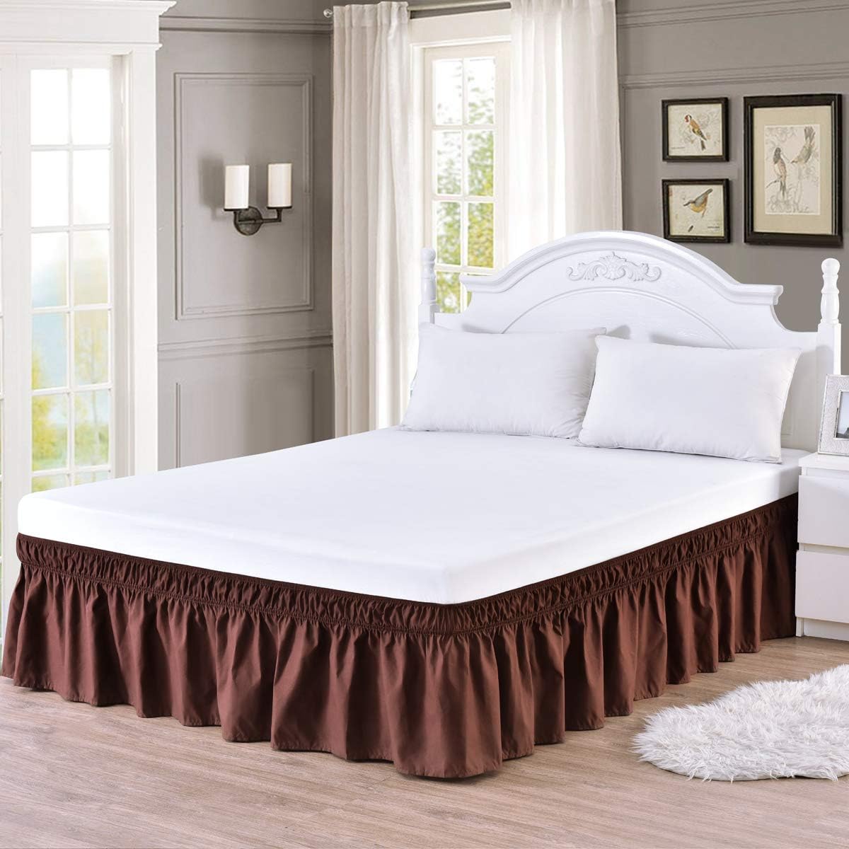 XUANDIAN Wrap Around Bed Skirt Queen King Size Pure Bed