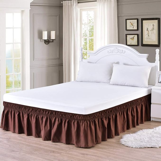 XUANDIAN Wrap Around Bed Skirt Queen King Size Pure Bed