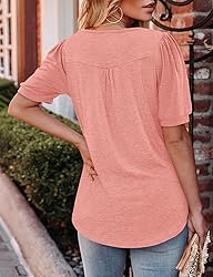 KISSMODA Women's Tunic Tops Casual V Neck Short
