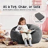 Nobildonna Extra Large Bean Bag Chair Cover for Kids & Adults - Black Gray view 4