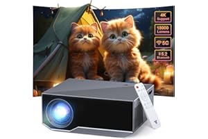 WIELIO Projector with WIFI and Bluetooth, 1080P Native Full HD Video Projector, 18000L Movie Projector, 300" Max Bild Compatible with Android/iOS/Laptop/TV Stick/X-Box/HDMI/USB(Grey)