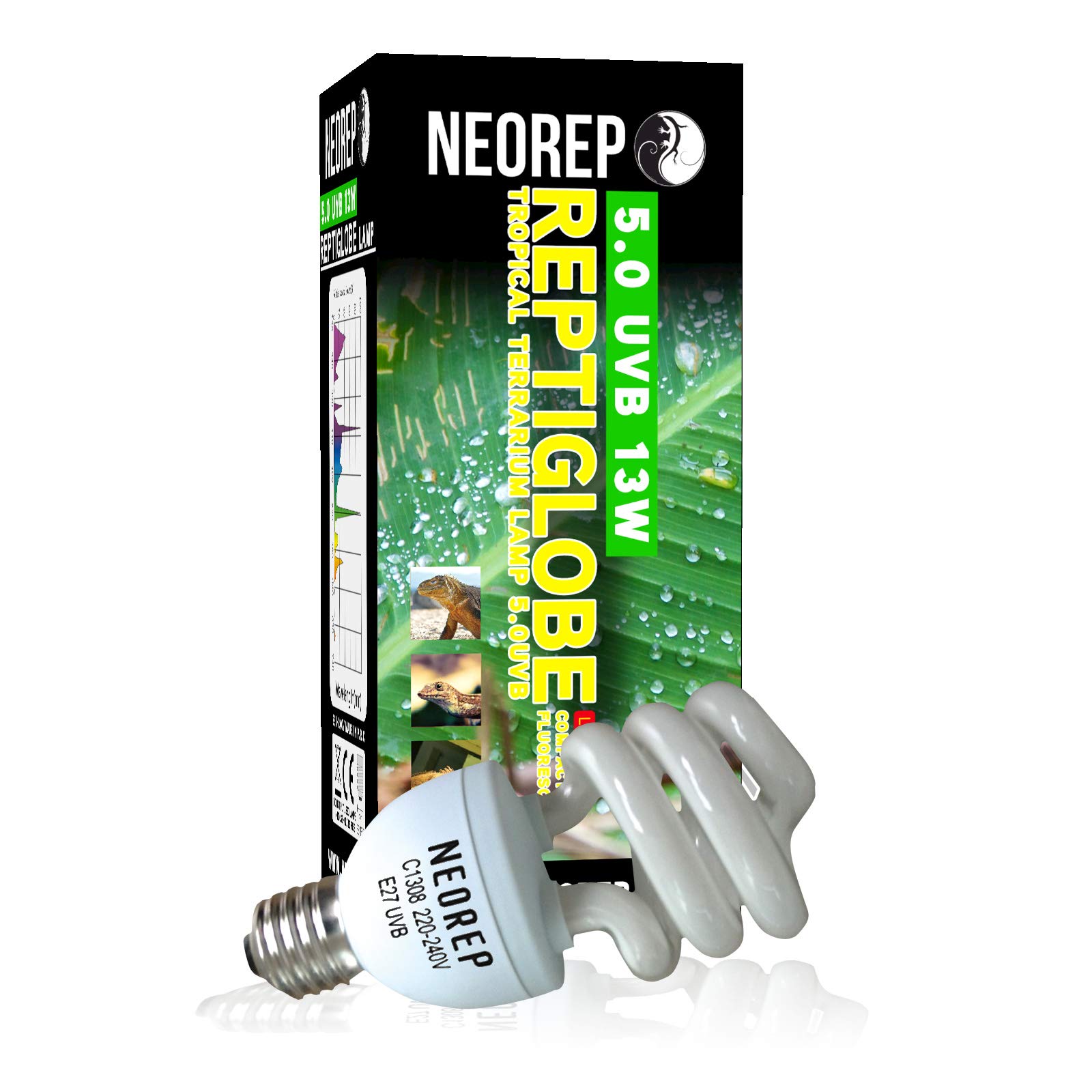 NEO+ Reptile Compact Fluorescent Vivarium Lamp Light 2.0 5.0 10.0 UVB 13W 26W E26/27 Screw Thread (5.0 UVB 13 WATT)