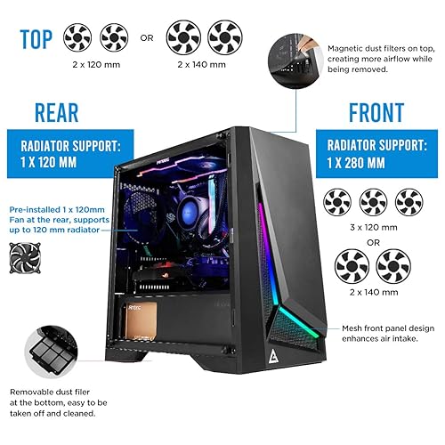 Antec Dapper Dark Phantom DP301M Black Steel/ARGB Lighting