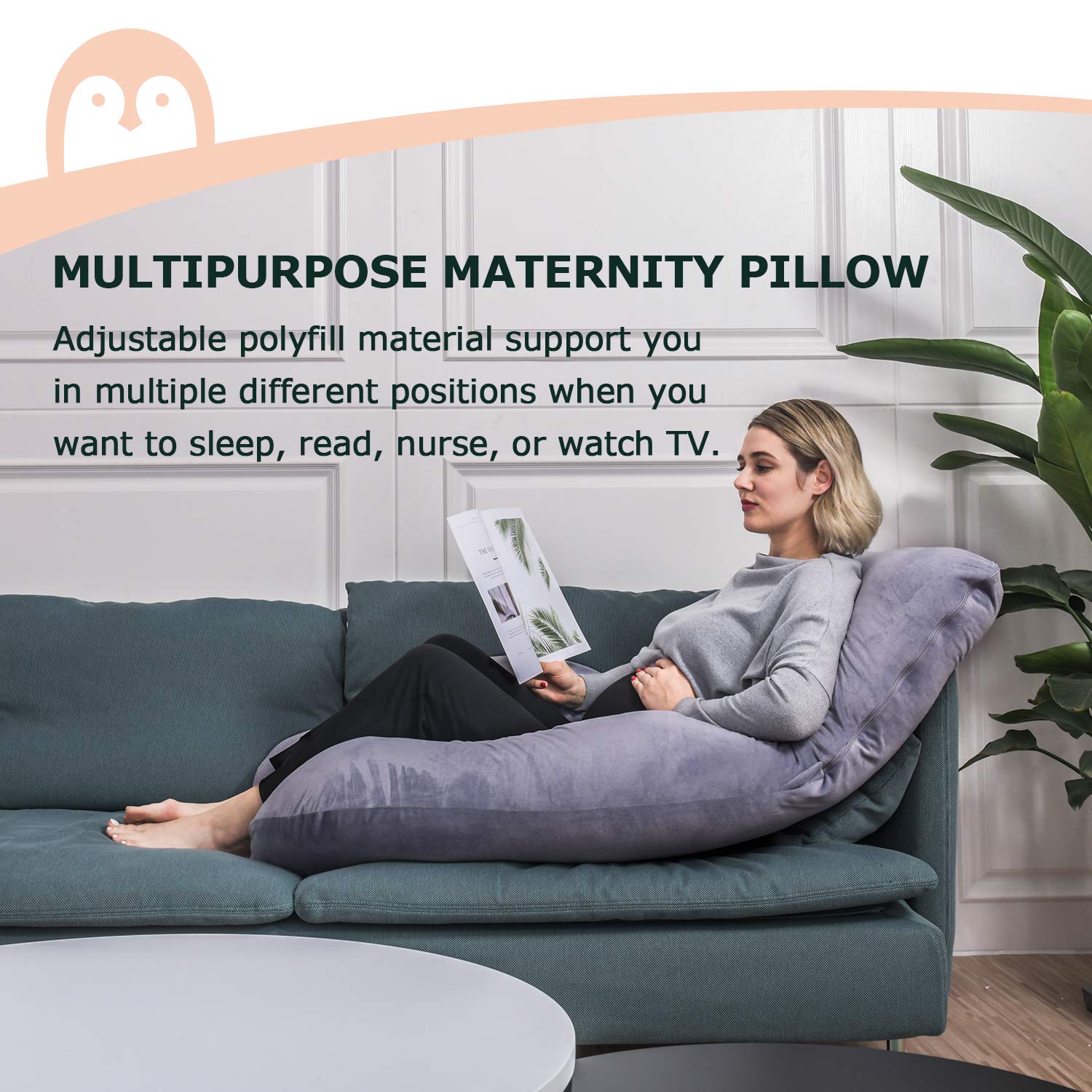 Momcozy Pregnancy Pillows, U Shaped Full Body Maternity Pillow with Removable Cover, Grey Pregnant Support Pillow for Sleeping : Baby