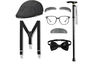 Patemby Old Man Costume for Kids, 100 Day of School Old Man Costume Toddler Dress Up for Boys Grandpa Costume Accessories Set
