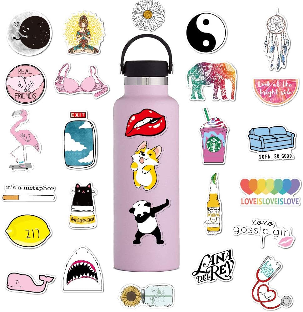 Hopasa Water Bottle VSCO Girls Stickers for Hydro Flask,Cute Decals for Teens Girls Luggage Laptop Computer Mackbook Notebook Guitar Bike