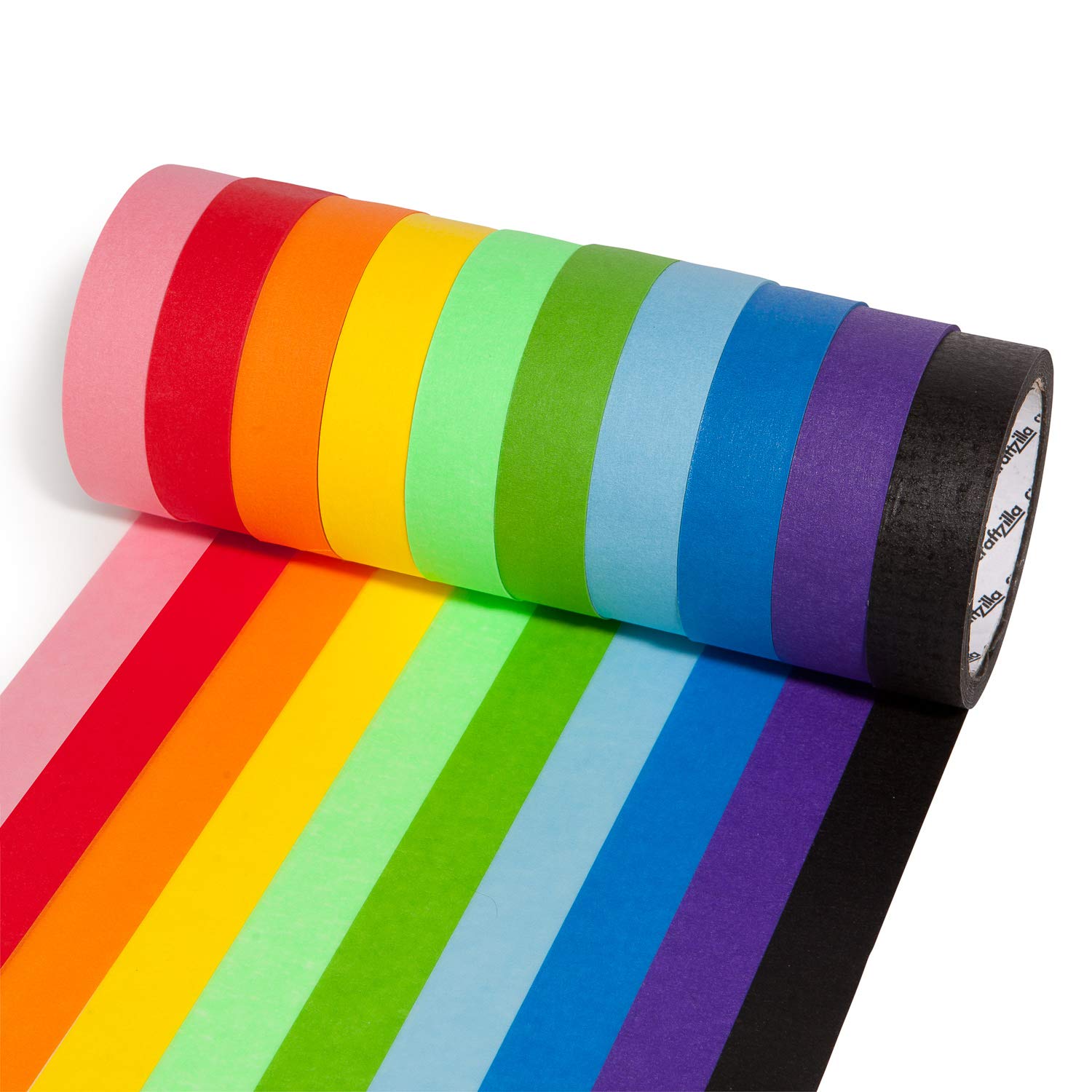 Craftzilla Colored Masking Tape - 10 Rolls of 20 Yards x 1 Inch Rainbow Tape - Colorful Craft Tape for Kids Teachers & Painters - for Home, Classroom, Labeling and Laboratory Identification Use: Industrial & Scientific