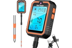 LQTTEK Soil Moisture Meter,Upgraded 4-in-1 Digital Soil Tester,Plant Water Tester for Soil pH/Moisture/Sunlight/Temp with Large Backlight LCD Display,360° Flex,for Gardening,Farm,Lawn,Indoor/Outdoor Plant