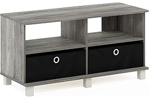 Furinno 11156GYW/BK Entertainment Center, French Oak Grey/Black