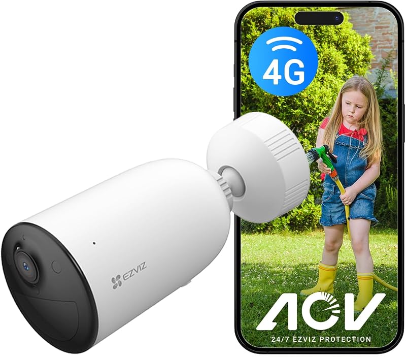 Câmara de vigilância exterior 4G sem WiFi com bateria recarregável de 5200mAh, modo AOV 2K, deteção de pessoas/veículos, visão noturna a cores, áudio bidirecional, defesa ativa, CB3 (SEM SIM)