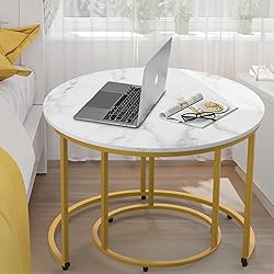 AuraBasic Nesting Table Set of 2, Round Coffee