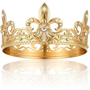halimbbi King Prince Crown for Men Renaissance Royal Tiara Costume Accessories for Halloween Cosplay Wedding Birthday Party
