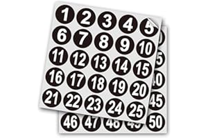 WZCNDIDI Black Consecutive Number Stickers – 1 to 50,1 Set – Vinyl Self Adhesive Premium Decal for Storage, Organizing, Boxes, Bins, Toolbox (Black,1.5 Inch)