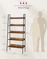 VASAGLE 5-Tier Ladder Shelf Narrow 30x80 cm Rustic Brown Ink Black LLS129B01 view 7