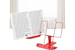 MSDADA 2pc Metal Book Stand for Desk, Adjustable Reading Rest Book Holder, Portable Cookbook Documents Holder, Sturdy Typing 