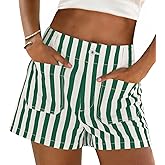 Cicy Bell Womens Summer Striped Jean Shorts Casual High Waisted Wide Leg Denim Shorts Beach Vacation Jorts