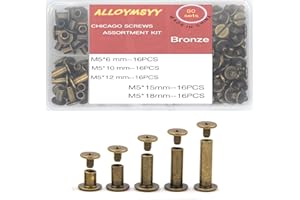 ALLOYMSYY 80 Sets of Chicago Leather with Brass Rivets 6/10/12/15/18 Available for Calendar/Belt Screws/Book Binding