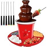 MINI Chocolate Fountain Machine Small Electric Chocolate Fondue Fountain Machine for Party for Candy Butter Cheese with Tray and Stickers (Red)
