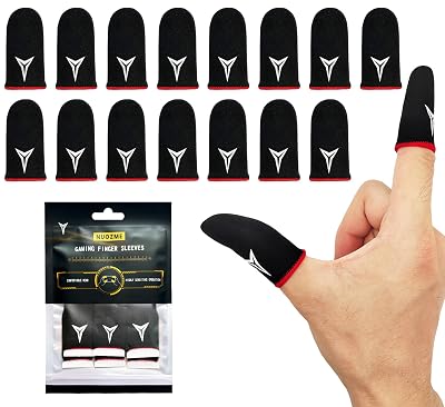 15 PCS Mobile Phone Gaming Finger Sleeves, Nuozme Finger Sleeves Compatible with All Touchscreen Devices, 0.15mm Superconducting Nanofibers, Smooth Feel, Anti-Sweat, Extremely Thin, Red Edge