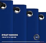 Deconovo Eyelet Blackout Curtain 100 x 95 Royal Blue Energy Saving Panel view 7