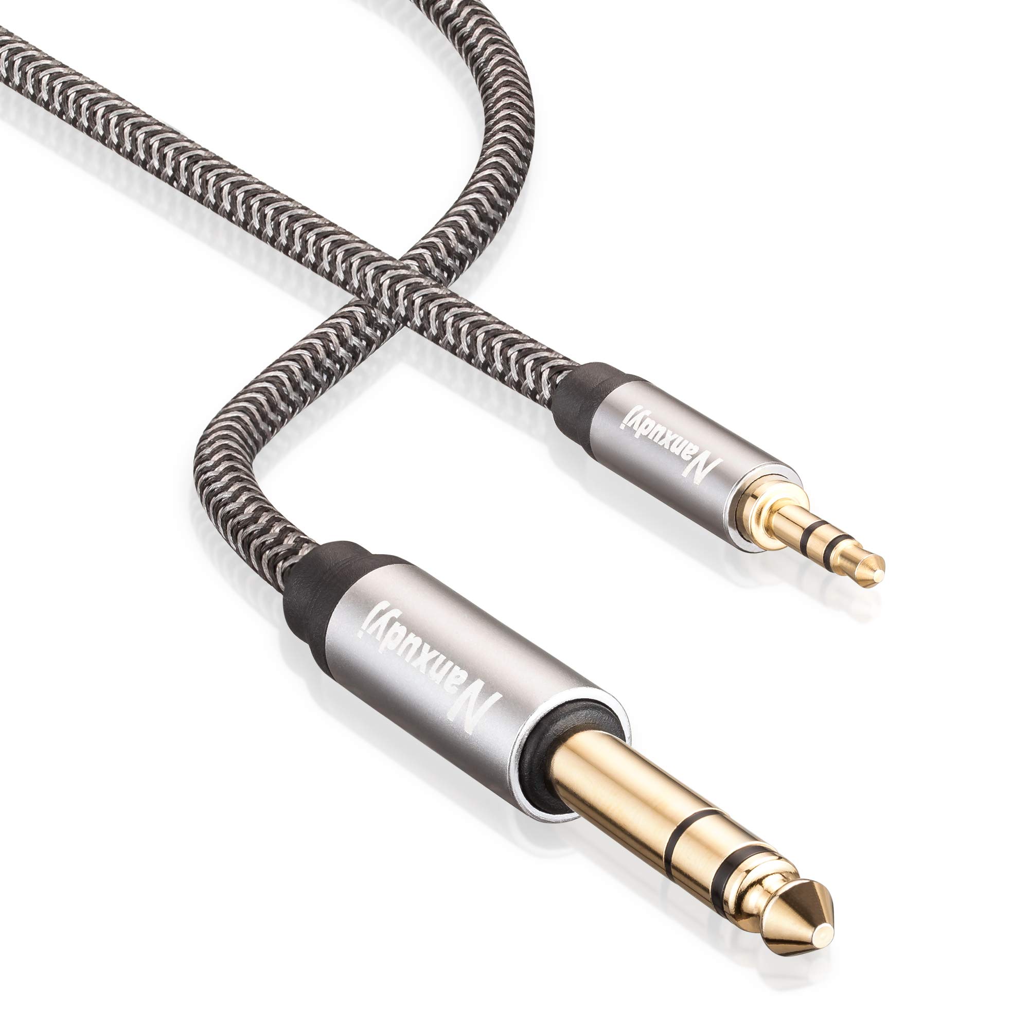 Nanxudyj 6.35mm to 3.5mm AUX Cord 6ft, 3.5mmTRS 1/8" Male to 6.35mm 1/4" Male Stereo Audio Cable Nylon Braid Aux Cord Cable Compatible Headphones,Laptop,Home Theater Devices,and Amplifiers & More