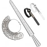 NIUPIKA Ring Sizer Measuring Tool Ring Mandrel Ring Measurer Ring Sizing Kit Measure Finger Size Measurement Tool Set Metal Gauge US Size 1-13 Jewelry Sizers Kit of 27 Pieces