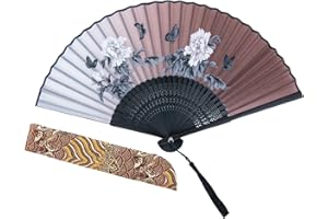 AWESEA Folding Hand Fans for Women Foldable adopt Grade 1 Bamboo, Chinese Fan & Japanese Fan for Party & Home Decoration-Upgraded Version
