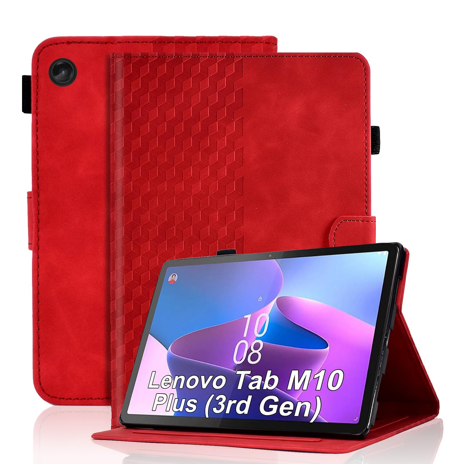 Vkooer Case for Lenovo Tab M10 Plus 3rd Gen 10.6-inch (TB125FU / TB128FU) Leather Folio Cover with Auto Sleep/Wake Multi Angle Viewing Stand Smart Shell Fit Lenovo M10 Plus Gen 3, Red — image 1