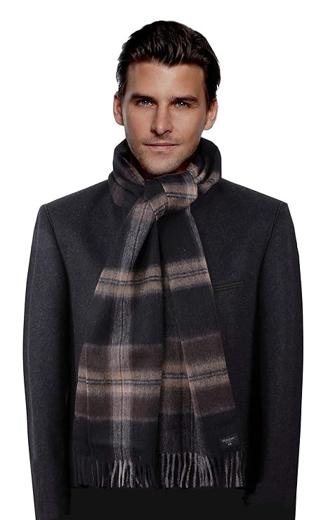 Herrenschal Kaschmirschal Herren Schal Wolle Kaschmir Cashmere Winterschal Wollschal Karo kariert Blau Schwarz Braun Beige Gr