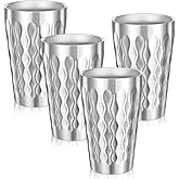 wutfuooo 4 Pack Stainless Steel Double Wall Cups, 16 oz Insulated Tumbler, Unbreakable Stackable Water Tumblers Insulated Metal Cup Premium Drinking Glasses for Travel Camping Home Outdoor
