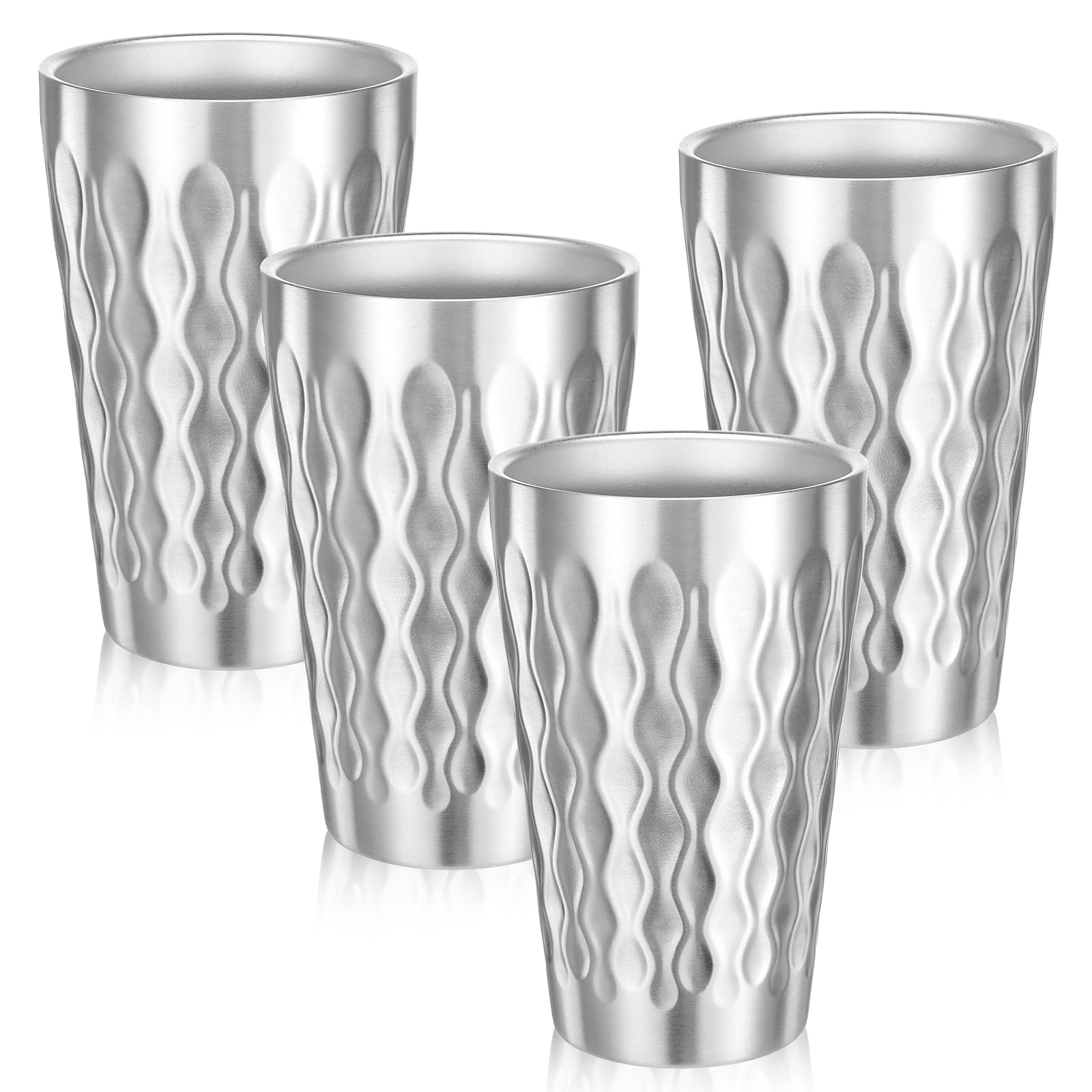 Photo 1 of 4 Pack Stainless Steel Double Wall Cups, 16 oz Insulated Tumbler, Unbreakable Stackable Water Tumblers Insulated Metal Cup Premium Drinking Glasses for Travel Camping Home Outdoor