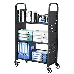 VEVOR Rolling Library Book Cart, 330 lbs